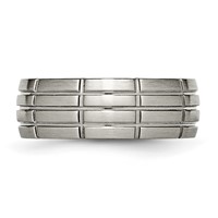 Titanium Brushed Center 8mm Grooved Band view 3