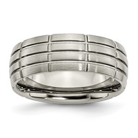 Titanium Brushed Center 8mm Grooved Band view 1