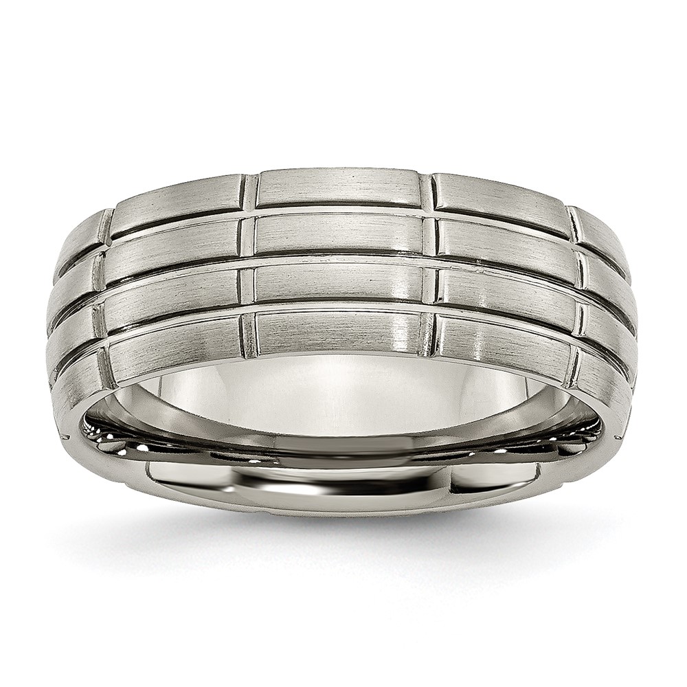 Titanium Brushed Center 8mm Grooved Band