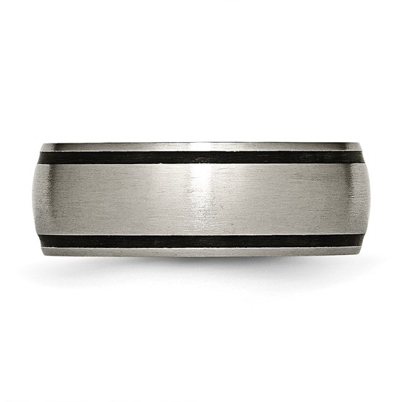 Chisel Titanium Brushed with Black Rubber 8mm Band