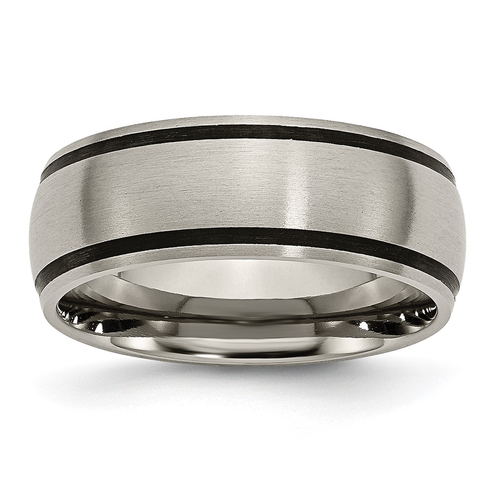 Titanium Brushed with Black Rubber 8mm Band