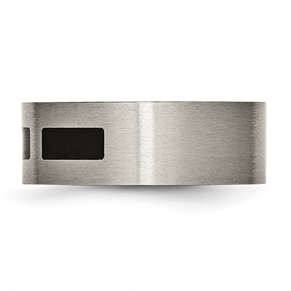 Chisel Titanium Brushed with Black Rubber 8mm Flat Band