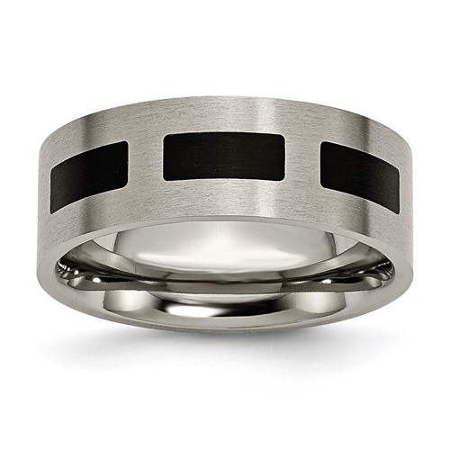 Chisel Titanium Brushed Band with Black Rubber 8mm Flat