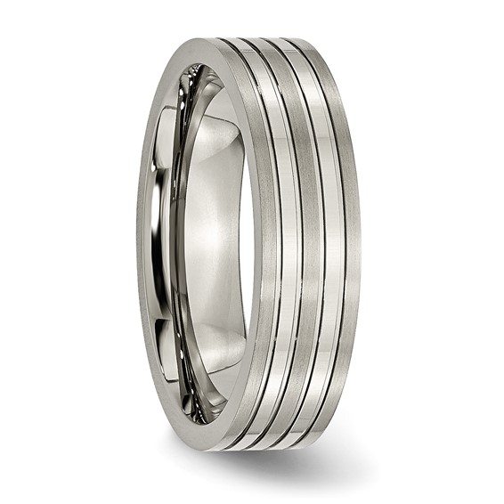 Chisel Titanium Brushed and Polished 6mm Grooved Band