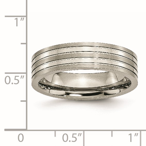 Chisel Titanium Brushed and Polished 6mm Grooved Band