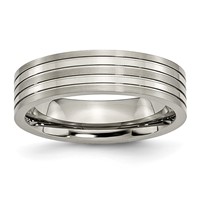 Chisel Titanium Brushed and Polished 6mm Grooved Band view 1