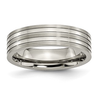 Chisel Titanium Brushed and Polished 6mm Grooved Band