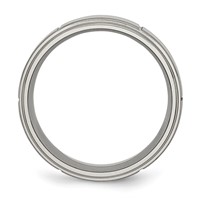 Chisel Titanium Brushed Center Block Design 8mm Ridged Edge Band view 2