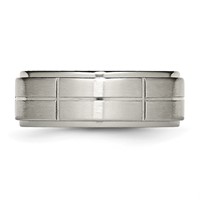 Chisel Titanium Brushed Center Block Design 8mm Ridged Edge Band view 3