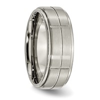 Chisel Titanium Brushed Center Block Design 8mm Ridged Edge Band view 4