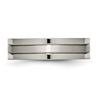 Chisel Titanium Brushed and Polished 6mm Grooved Band view 3