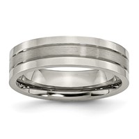 Chisel Titanium Brushed and Polished 6mm Grooved Band view 1