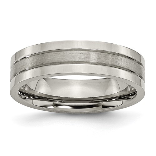 Chisel Titanium Brushed and Polished 6mm Grooved Band