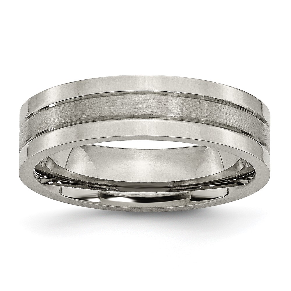 Titanium Brushed and Polished 6mm Grooved Band