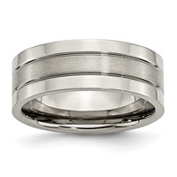Chisel Titanium Brushed Center 8mm Grooved Band view 1