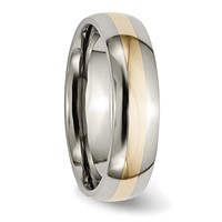Chisel Titanium Polished Band with 14K Gold Inlay 6mm view 4