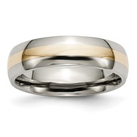 Chisel Titanium Polished Band with 14K Gold Inlay 6mm view 1