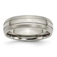 Chisel Titanium Brushed and Polished 6mm Grooved Band view 1