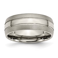 Chisel Titanium Brushed and Polished 8mm Grooved Band view 1
