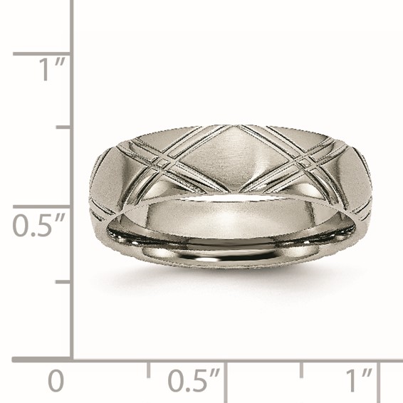 Chisel Titanium Brushed and Polished 6mm Criss-cross Design Band