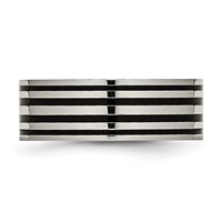 Chisel Titanium Polished Black Enamel Striped 8mm Flat Band view 3