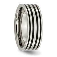 Chisel Titanium Polished Black Enamel Striped 8mm Flat Band view 4