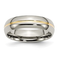 Chisel Titanium Polished Yellow IP-plated 6mm Grooved Band view 1