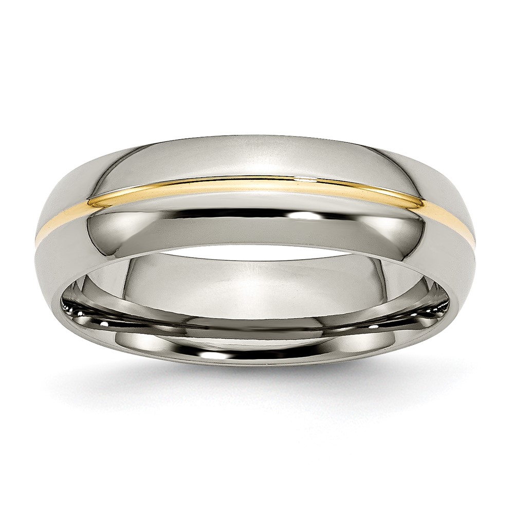Titanium Polished Yellow IP-plated 6mm Grooved Band