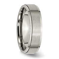 Chisel Titanium Brushed Center 6mm Ridged Edge Band view 4