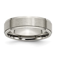 Chisel Titanium Brushed Center 6mm Ridged Edge Band view 1