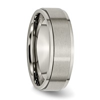 Chisel Titanium Brushed Center 7mm Ridged Edge Band view 4