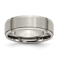 Chisel Titanium Brushed Center 7mm Ridged Edge Band view 1