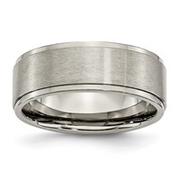 Chisel Titanium Brushed Center 8mm Ridged Edge Band view 1