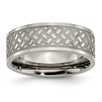 Titanium Polished 8mm Weave Design Band view 1