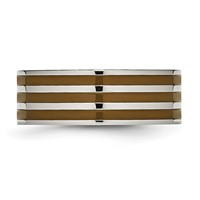 Chisel Titanium Polished Brown Enamel Striped 8mm Flat Band view 3