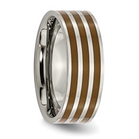 Chisel Titanium Polished Brown Enamel Striped 8mm Flat Band view 4