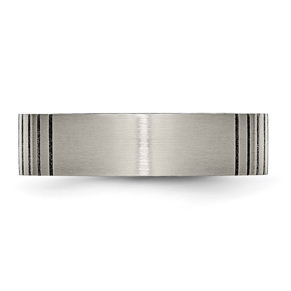 Titanium Flat Grooved 6mm Brushed Band
