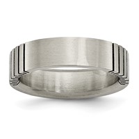 Titanium Flat Grooved 6mm Brushed Band view 1