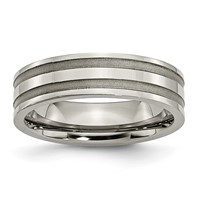 Chisel Titanium Brushed and Polished 6mm Grooved Band view 1