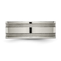 Chisel Titanium Brushed and Polished 8mm Grooved Band view 3