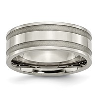 Chisel Titanium Brushed and Polished 8mm Grooved Band view 1