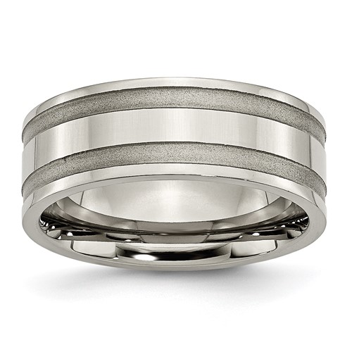 Chisel Titanium Brushed and Polished 8mm Grooved Band