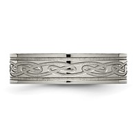 Chisel Titanium Polished Laser Etched 6mm Celtic Knot Flat Band view 3