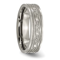 Chisel Titanium Polished Laser Etched 6mm Celtic Knot Flat Band view 4