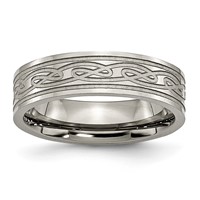 Chisel Titanium Polished Laser Etched 6mm Celtic Knot Flat Band view 1