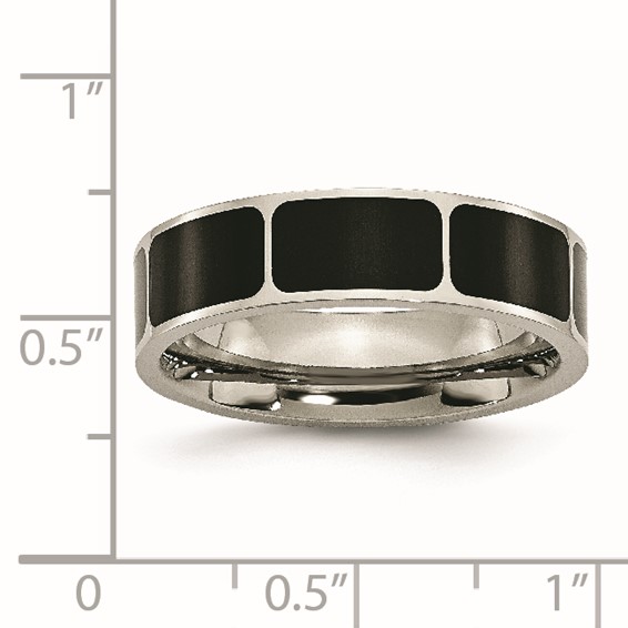 Chisel Titanium Polished Black Enamel 6mm Flat Band