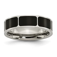 Chisel Titanium Polished Black Enamel 6mm Flat Band view 1