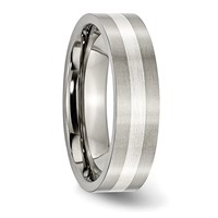 Chisel Titanium Brushed Band with Sterling Silver Inlay 6mm Flat view 4
