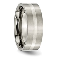 Titanium Brushed Band with Sterling Silver Inlay 8mm Flat view 4