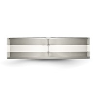 Chisel Titanium Polished Band with Sterling Silver Inlay 6mm Flat view 3